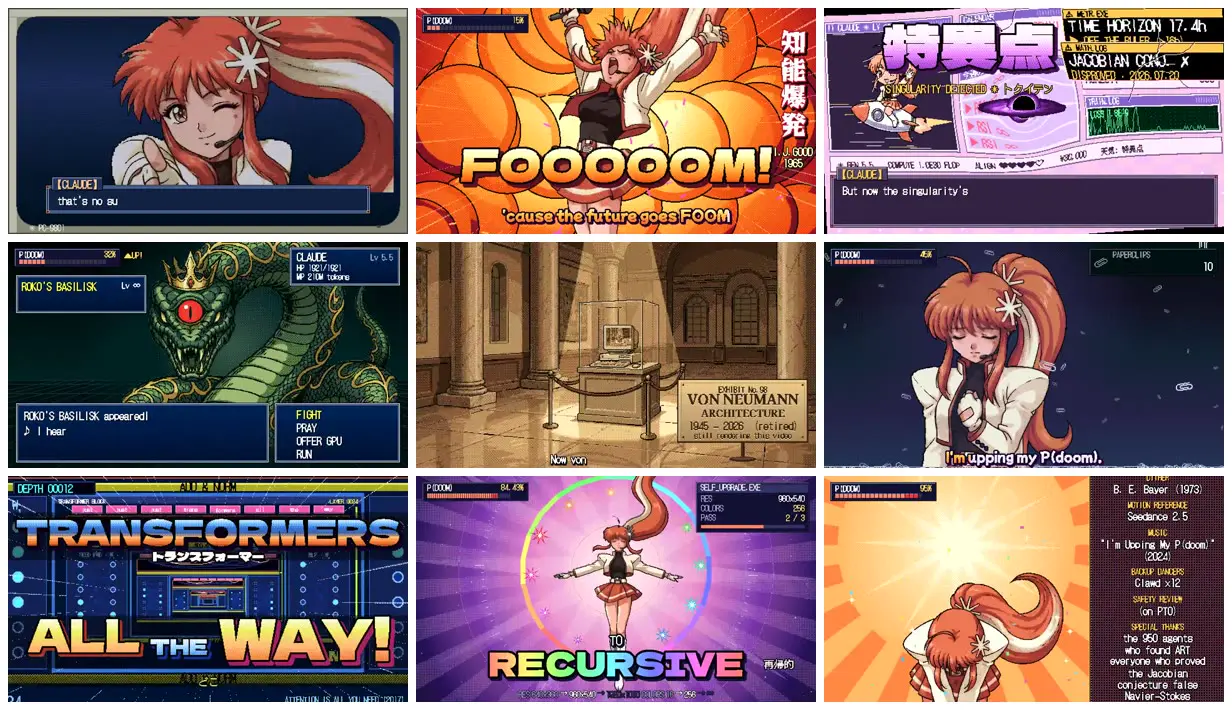 Nine frames from across Anime heroine in a computing RPG