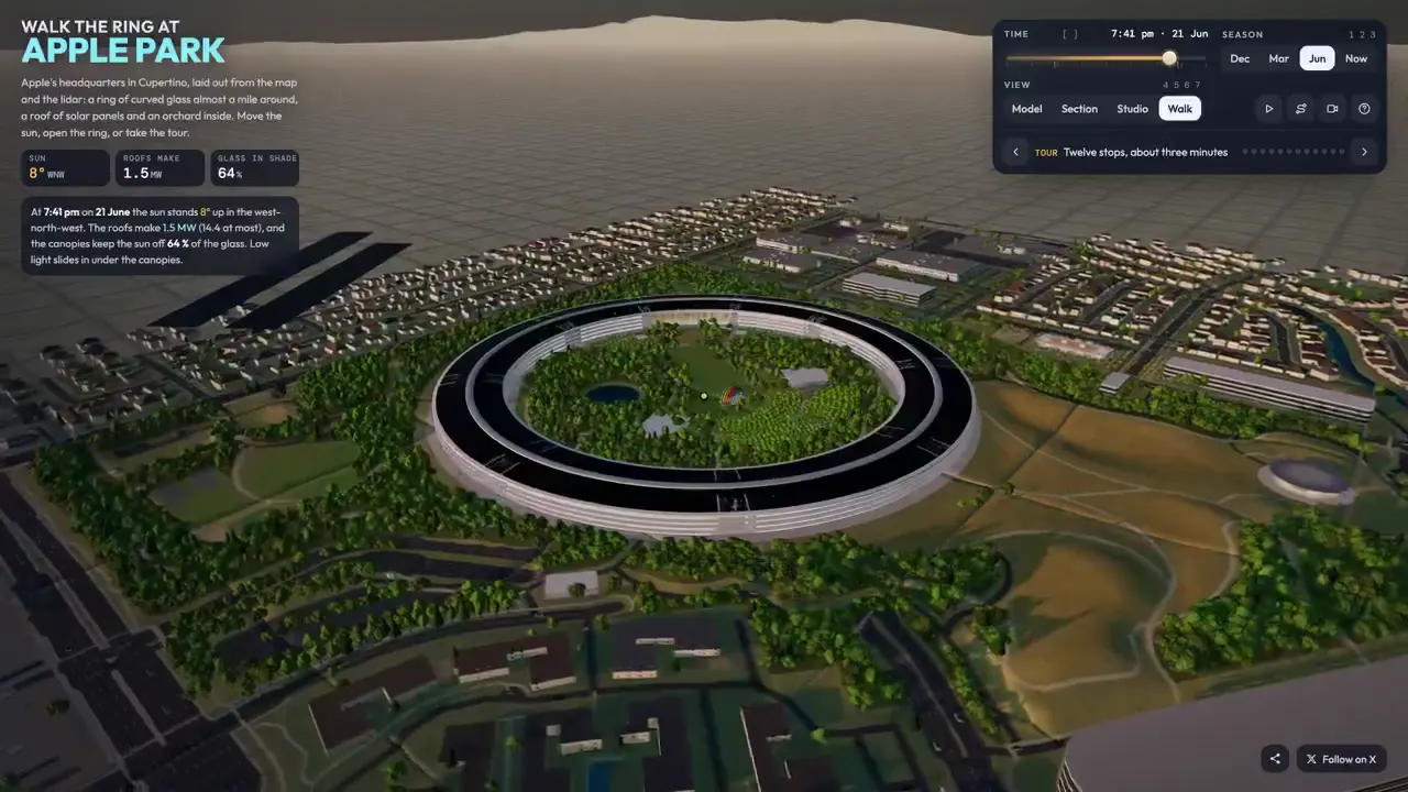 Frame from Apple Park model and floor sections