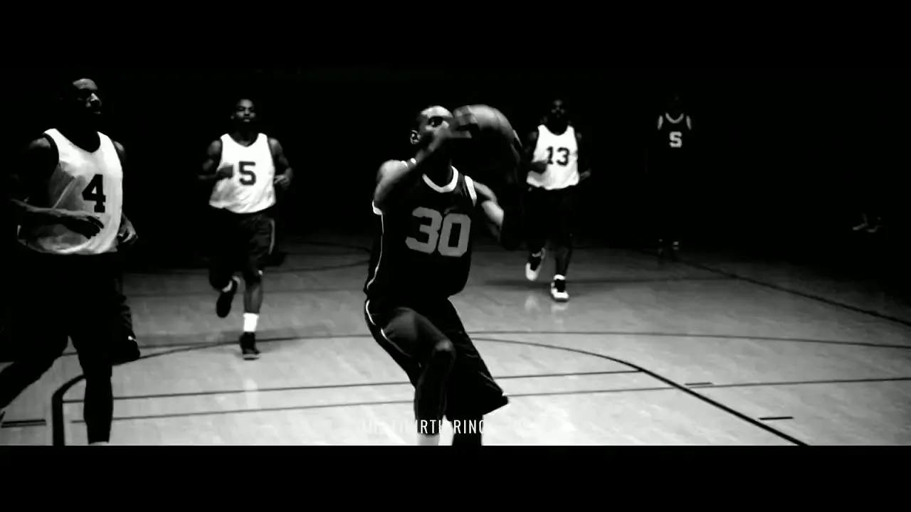 Frame from Basketball in monochrome and blue
