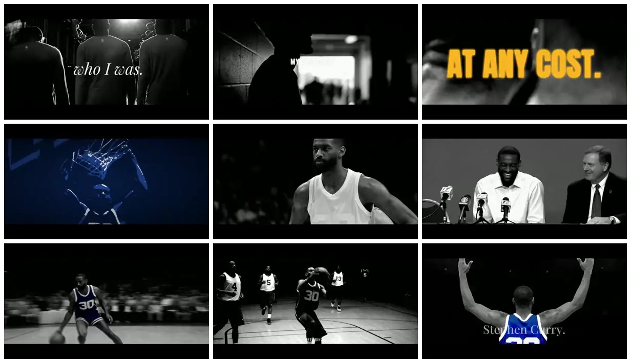 Nine frames from across Basketball in monochrome and blue