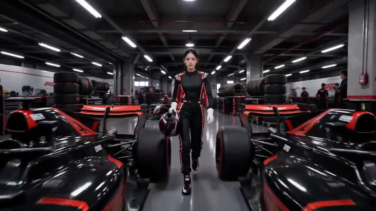 Frame from Black-and-red racer at night