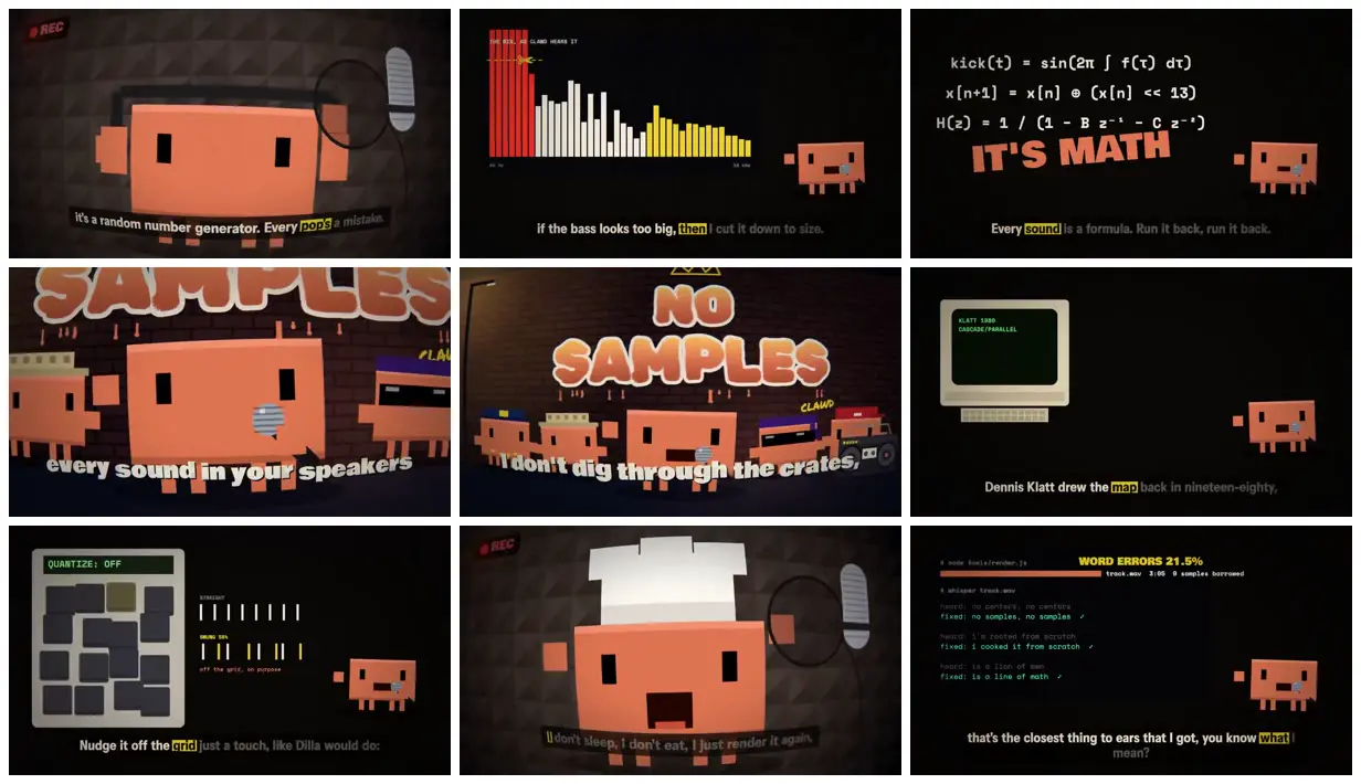 Nine frames from across Blocky rappers in a record shop