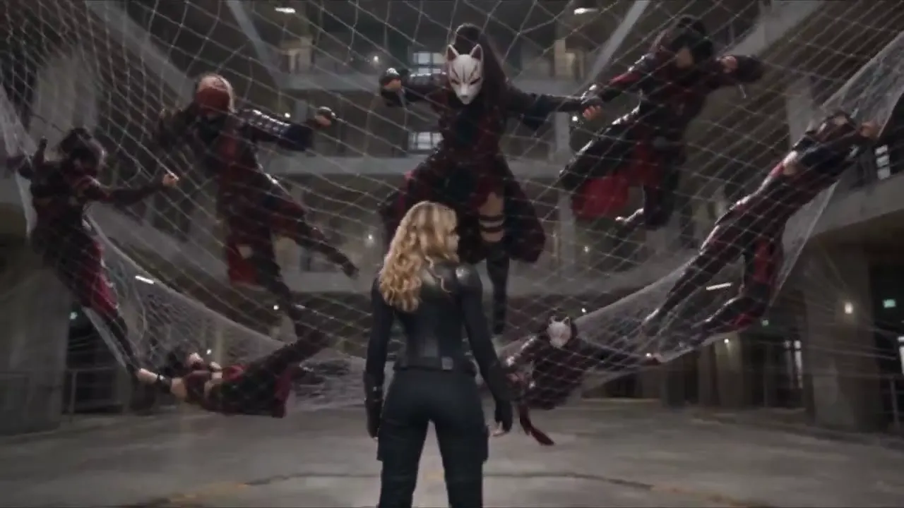 Frame from Blonde heroine and a web of ninjas