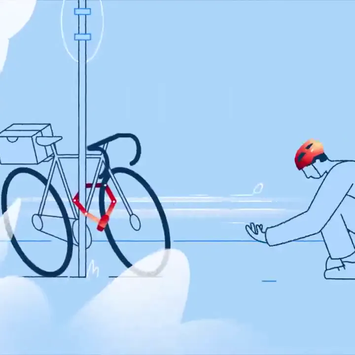 Frame from Blue bicycles with red safety accents