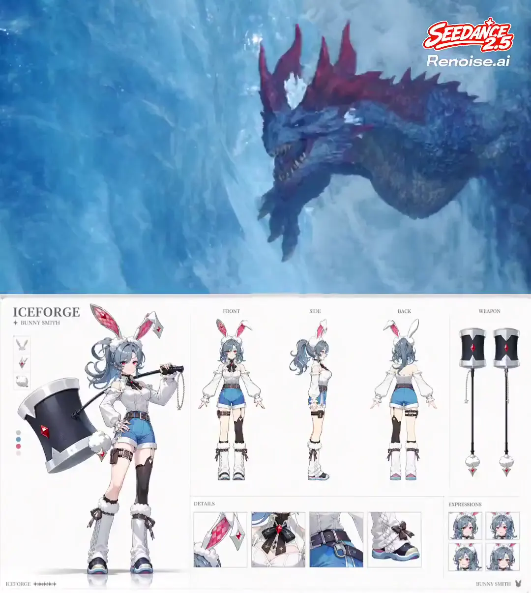 Frame from Bunny smith faces an ice dragon