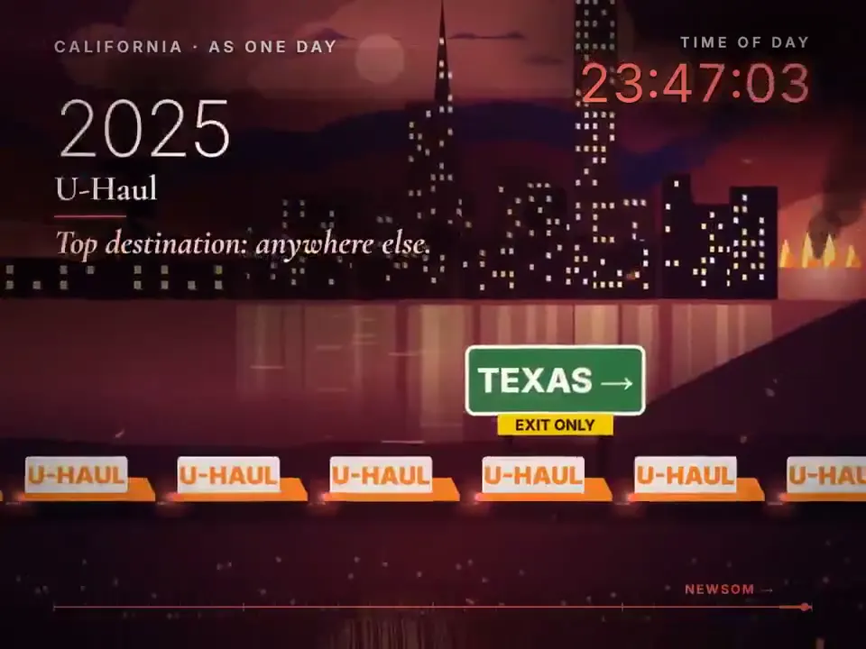 Frame from California history as a single day