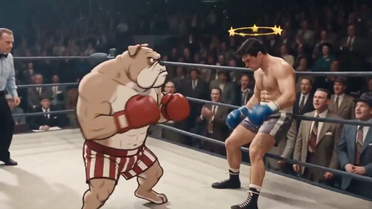 Frame from Cartoon bulldog in a boxing ring