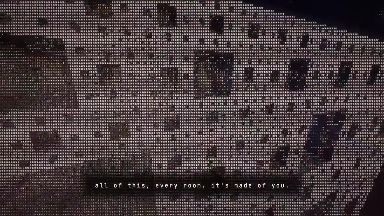 Frame from Character-grid rooms of an imagined mind