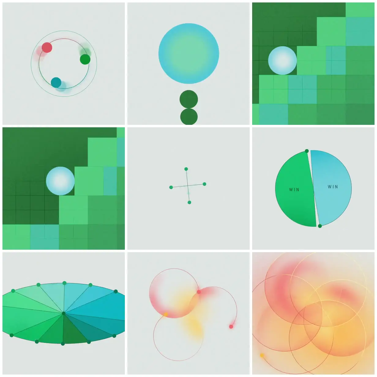 Nine frames from across Circles, grids and shared value
