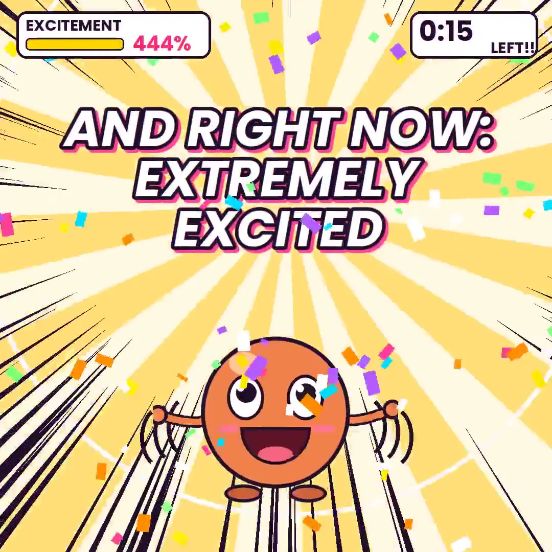 Frame from Claude mascot in confetti bursts