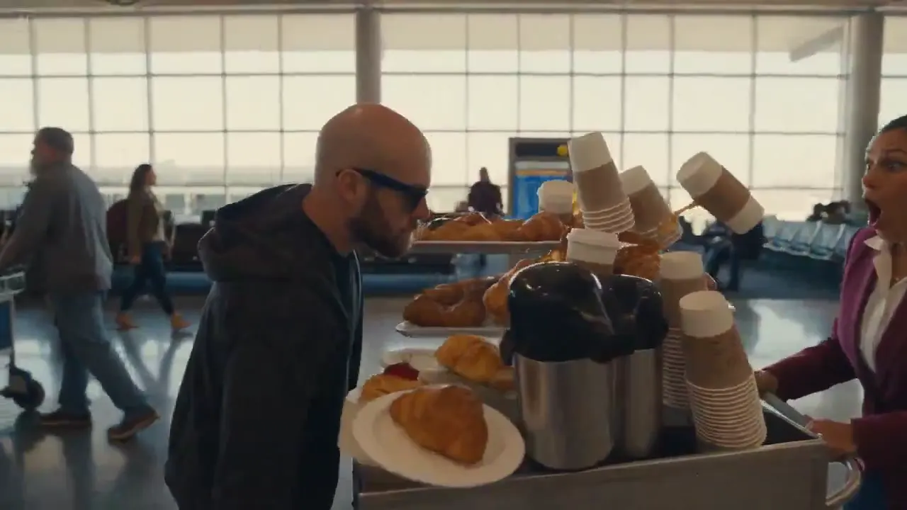 Frame from Coffee spill frozen in an airport