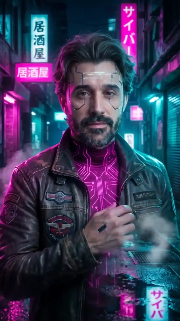 Frame from Cybernetic portrait in a neon alley
