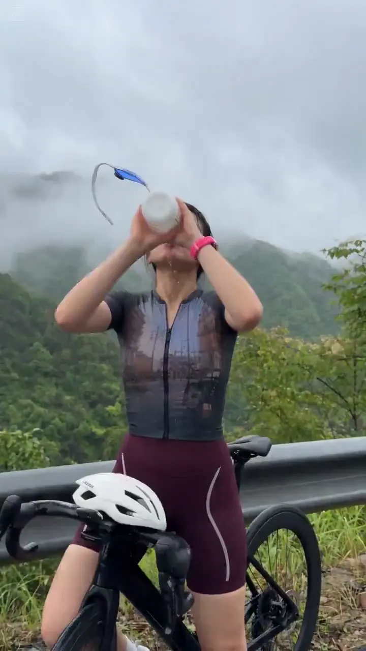 Frame from Cyclist on a misty mountain road