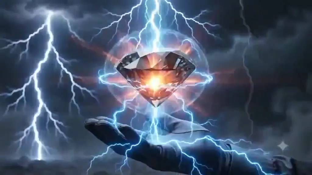 Frame from Diamond in an electric-blue storm