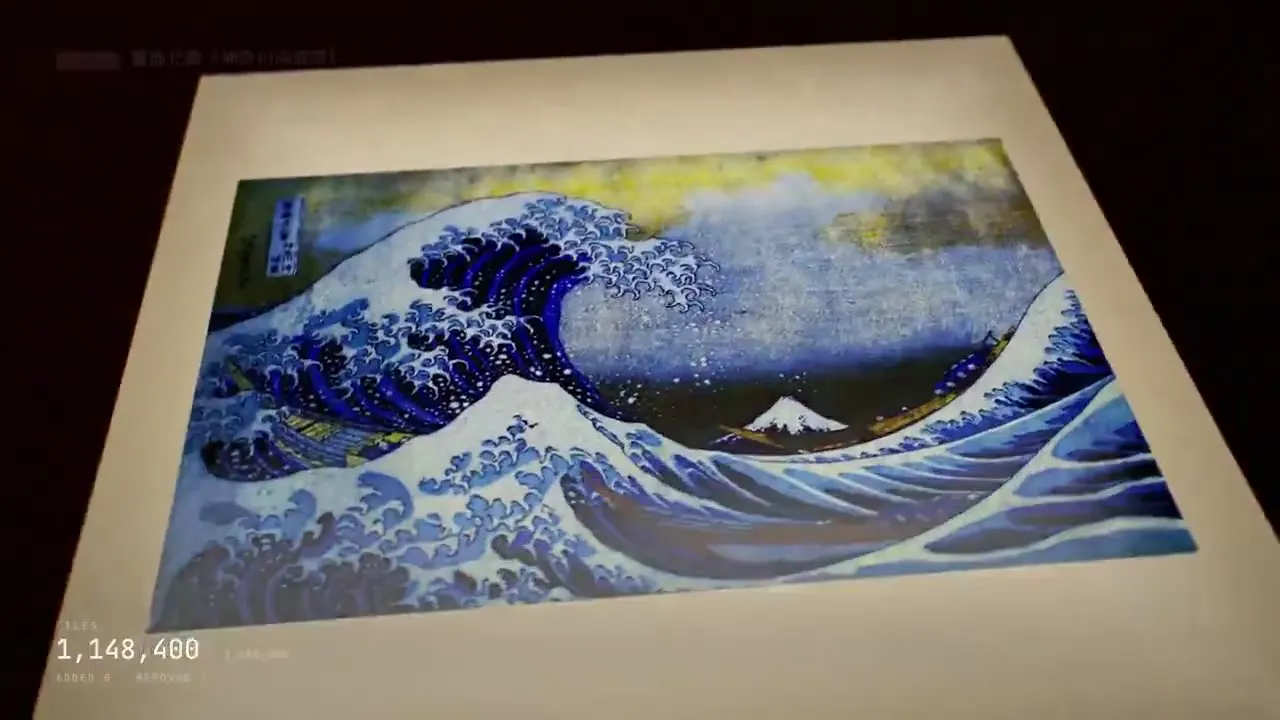 Frame from Famous paintings in tiny tile mosaics