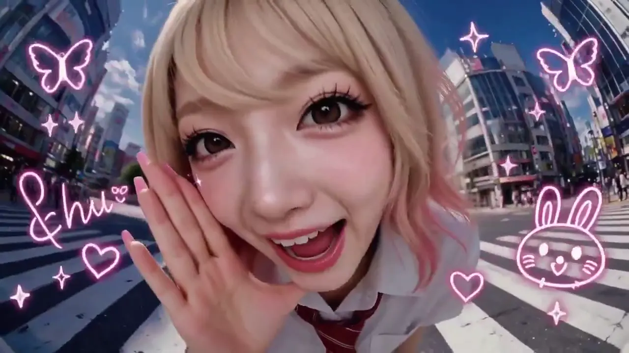 Frame from Fisheye street portrait with pink doodles