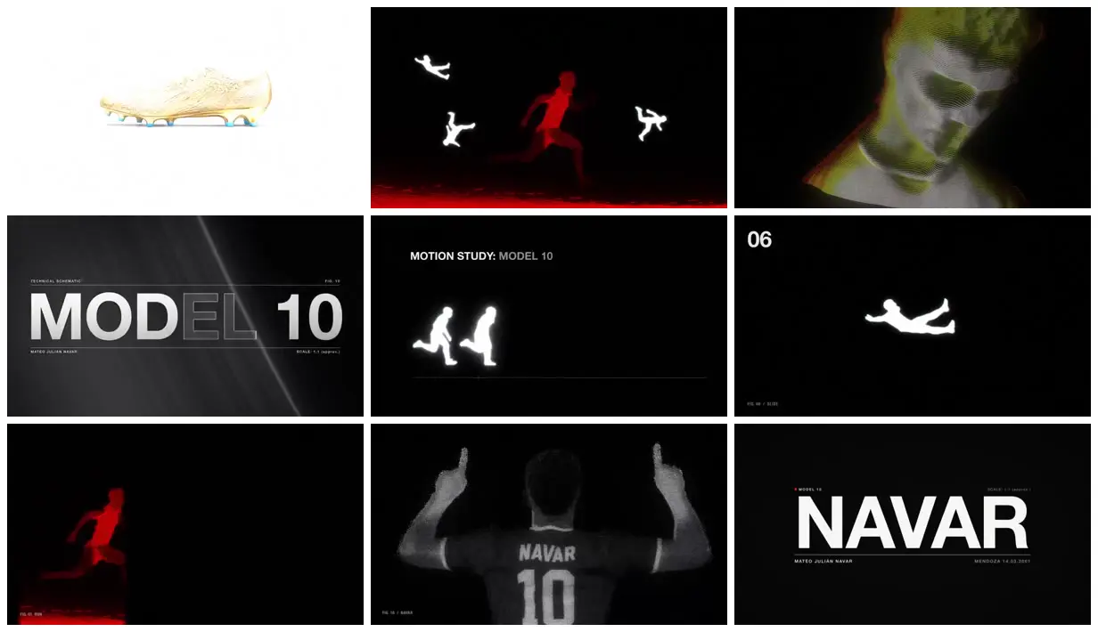 Nine frames from across Football silhouettes and scan portraits