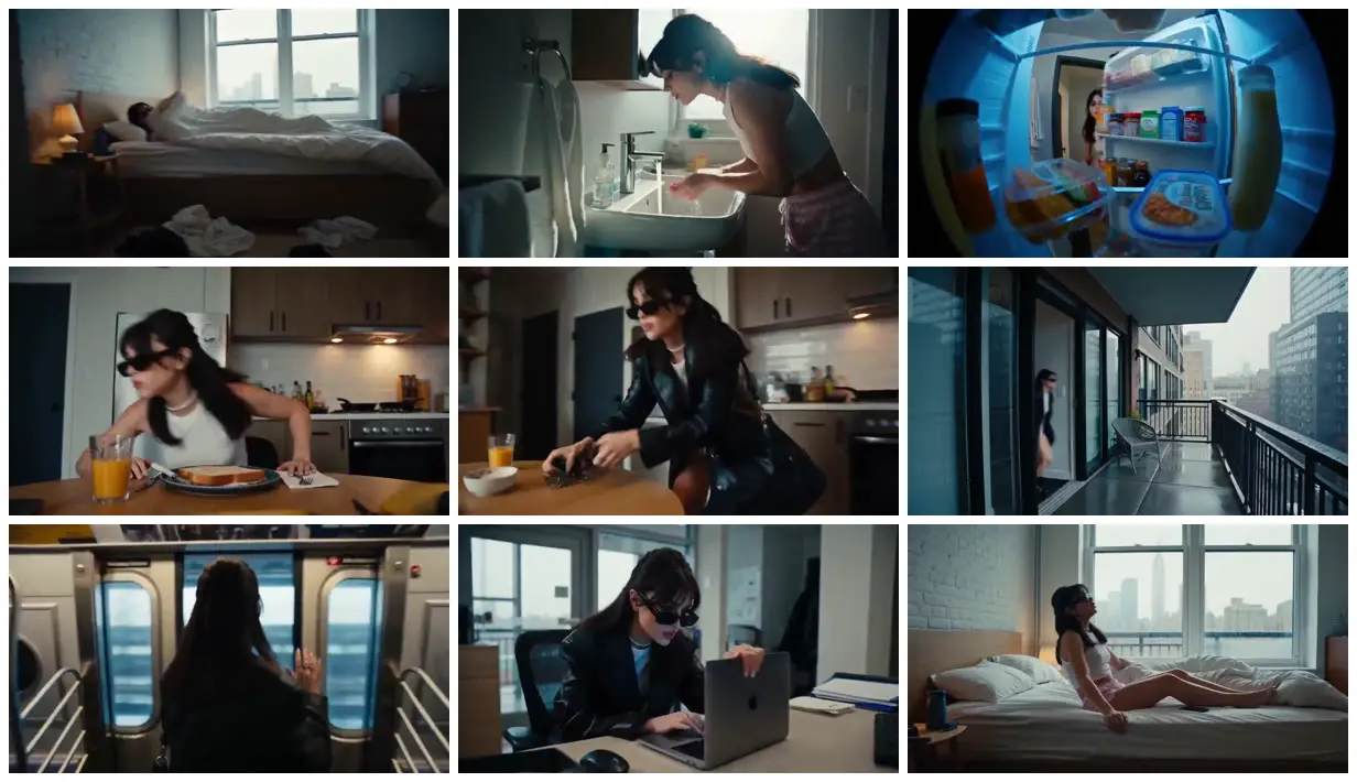 Nine frames from across From bedroom to office and back