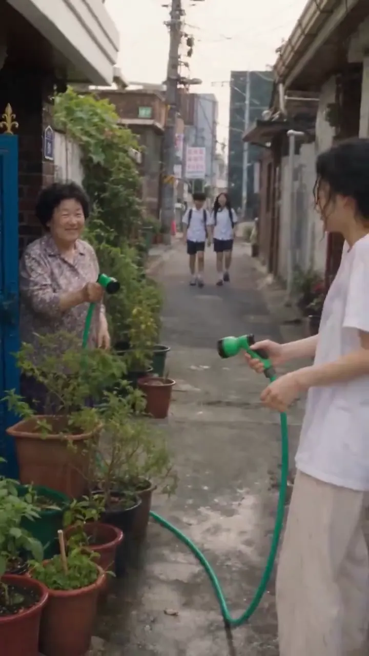 Frame from Garden hose mishap in a narrow lane