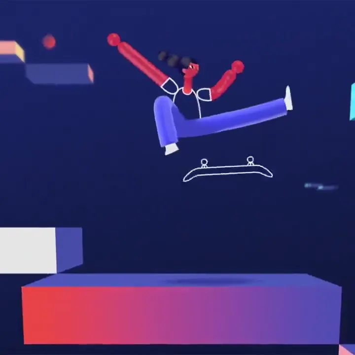 Frame from Geometric forms and a skateboarder