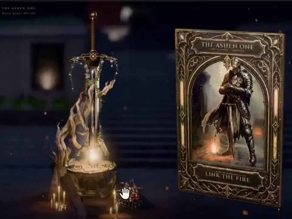 Frame from Gilded knight card and glowing sword