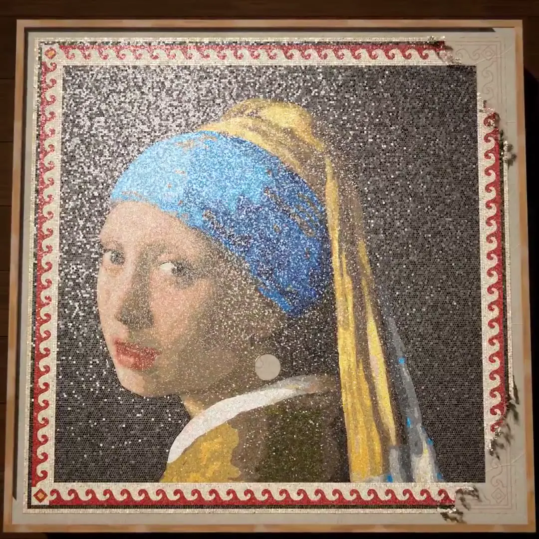 Frame from Girl with a pearl earring in mosaic