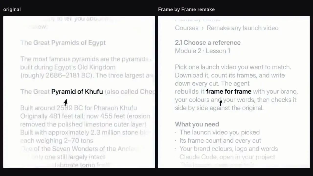 Frame from Glass prompt panels and course cards