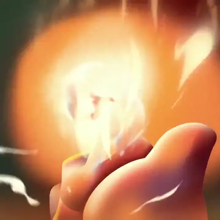 Frame from Glowing hands, cross and crown of thorns