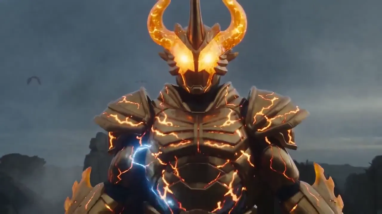 Frame from Gold-horned warrior in ruined wasteland