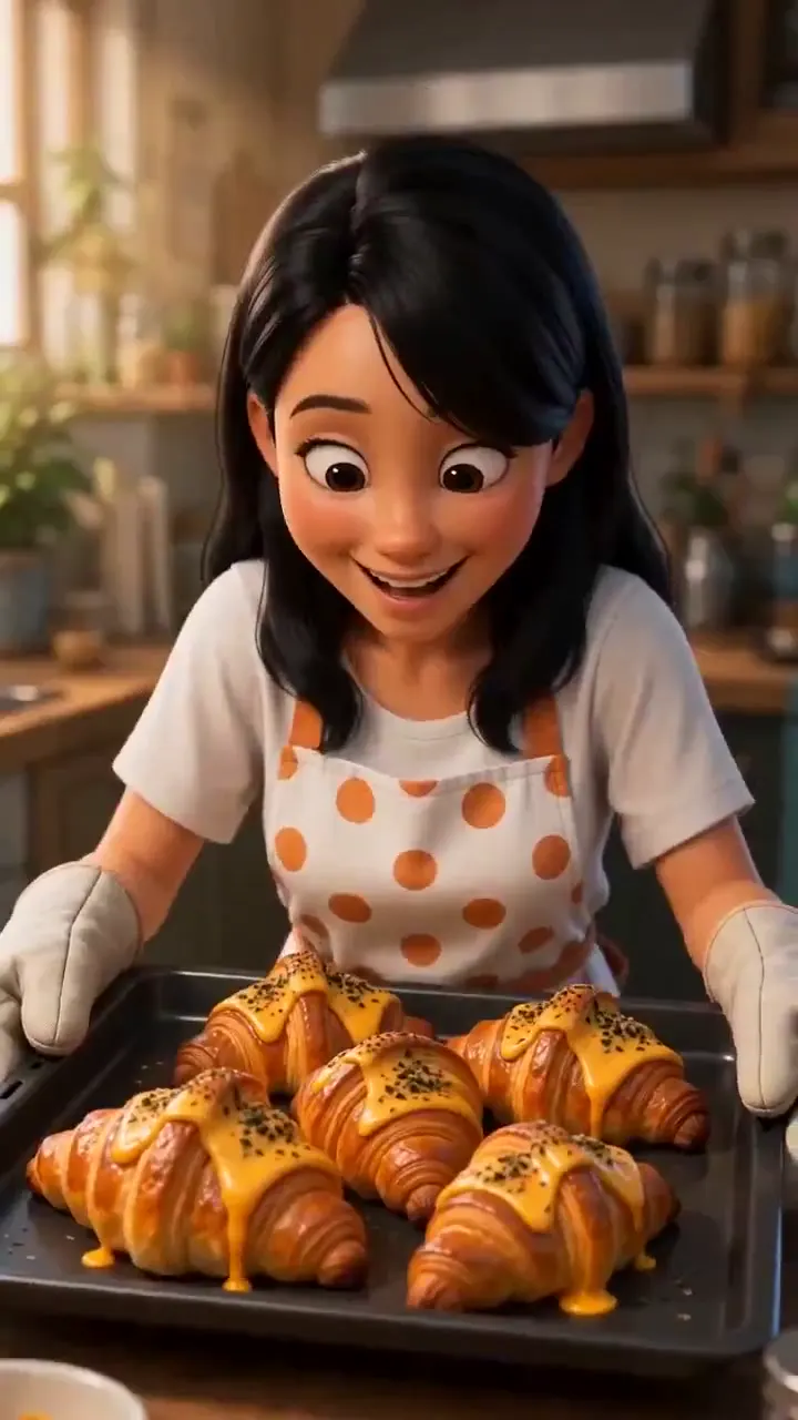 Frame from Golden croissants in a cozy bakery