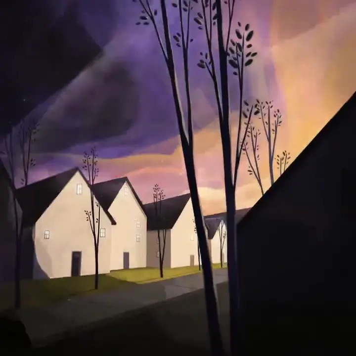 Frame from Golden light over a village