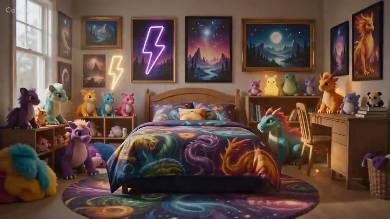 Frame from Golden orb and creature-themed bedroom