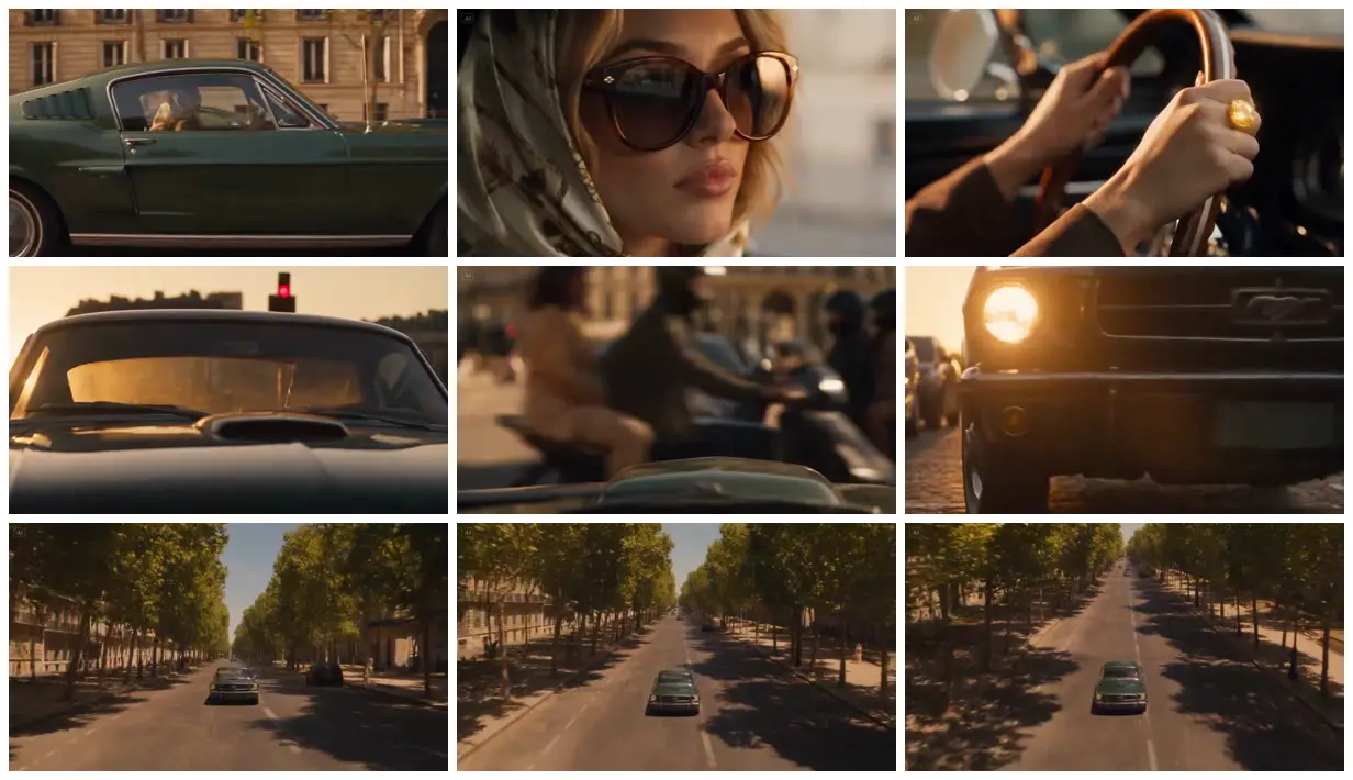 Nine frames from across Green Mustang in sunset light