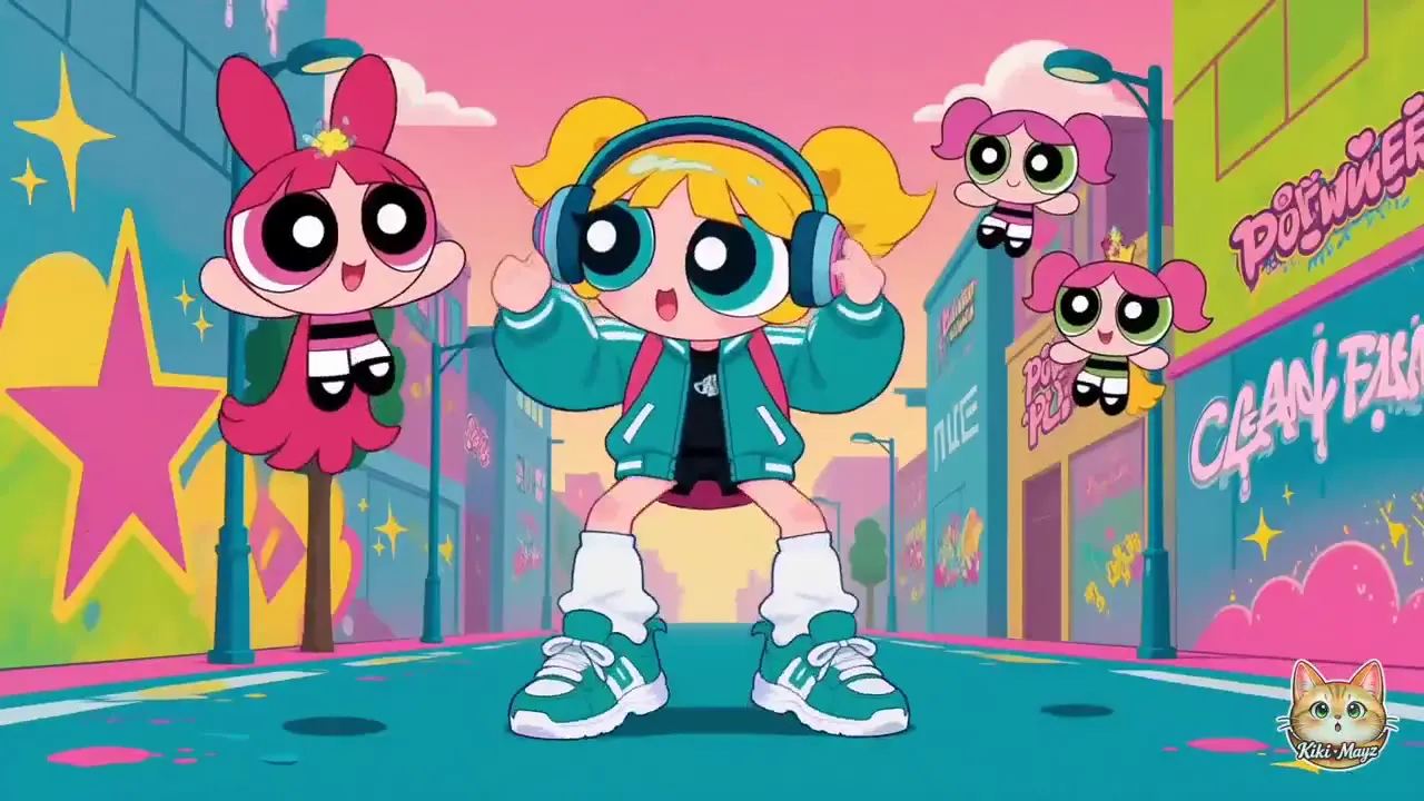 Frame from Headphone girl on a graffiti street