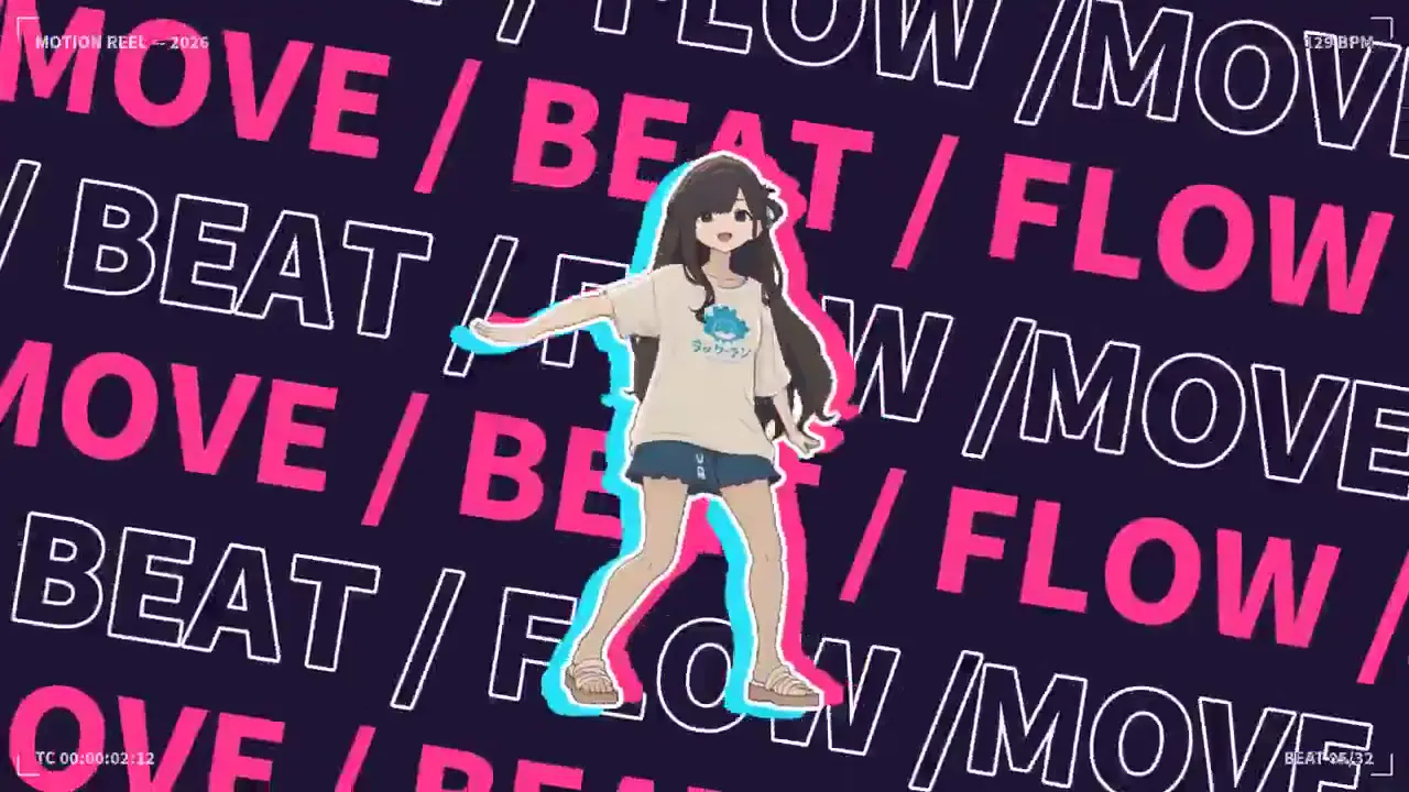 Frame from Illustrated dancer with bold typography