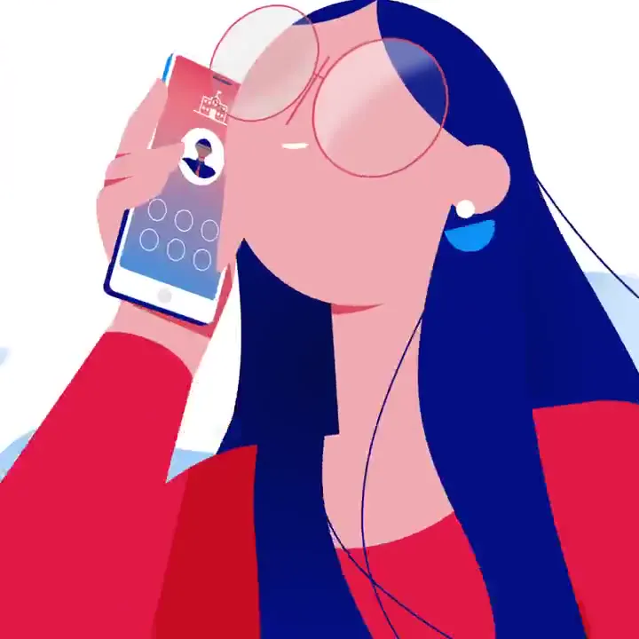 Frame from Illustrated woman taking a phone call