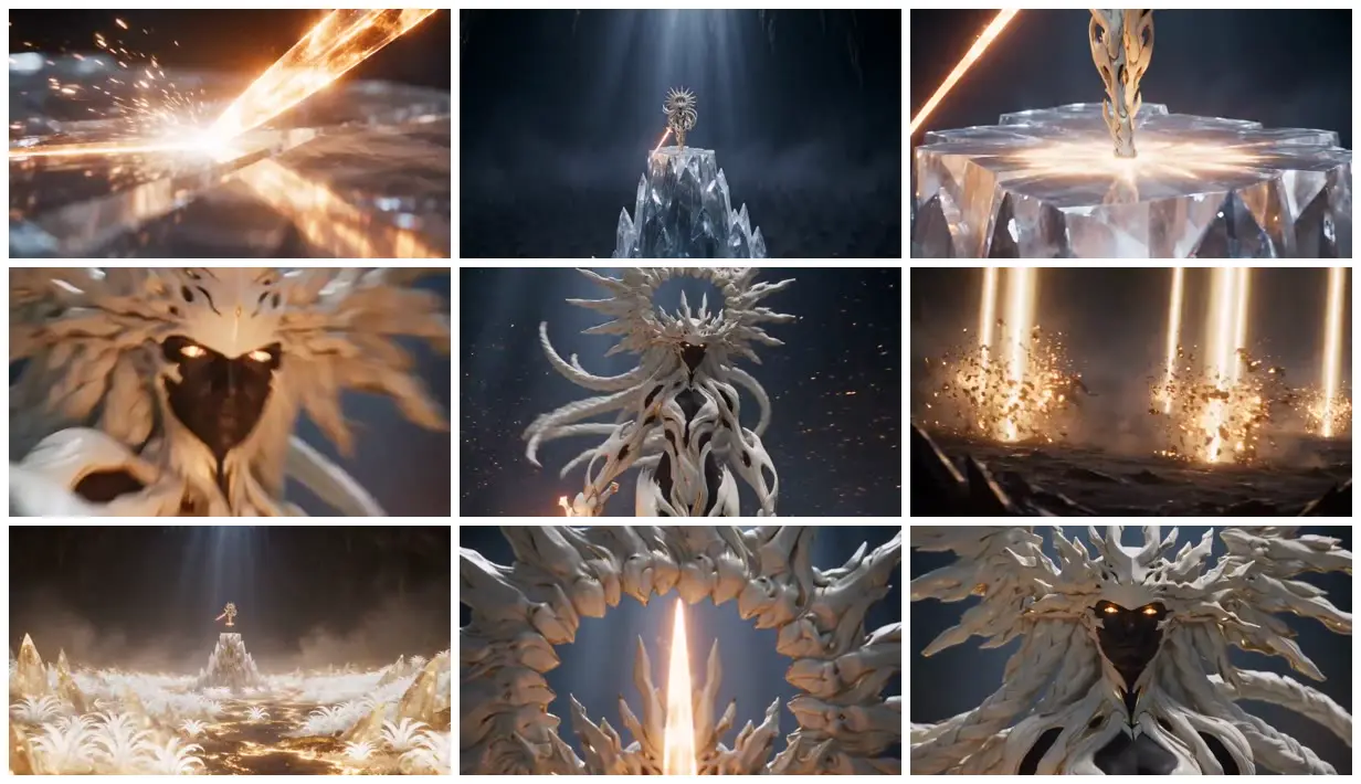 Nine frames from across Ivory warrior and solar fire