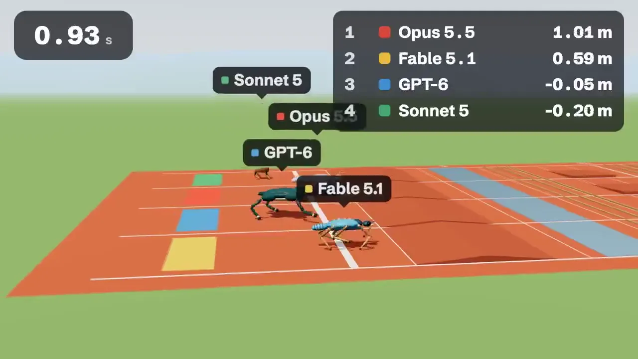 Frame from Jointed creatures on an obstacle track