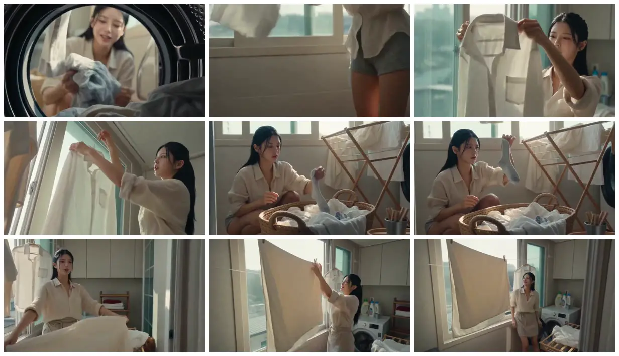 Nine frames from across Laundry in a sunlit nook