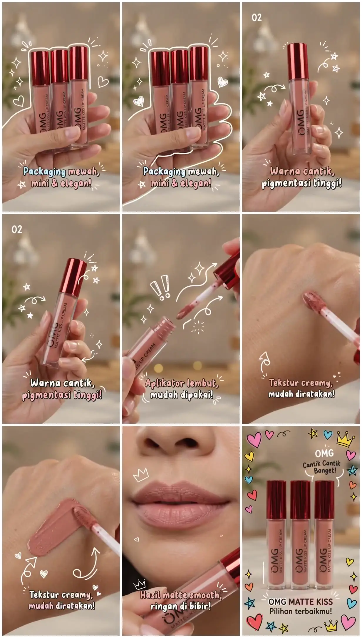 Nine frames from across Lip cream close-ups with doodles