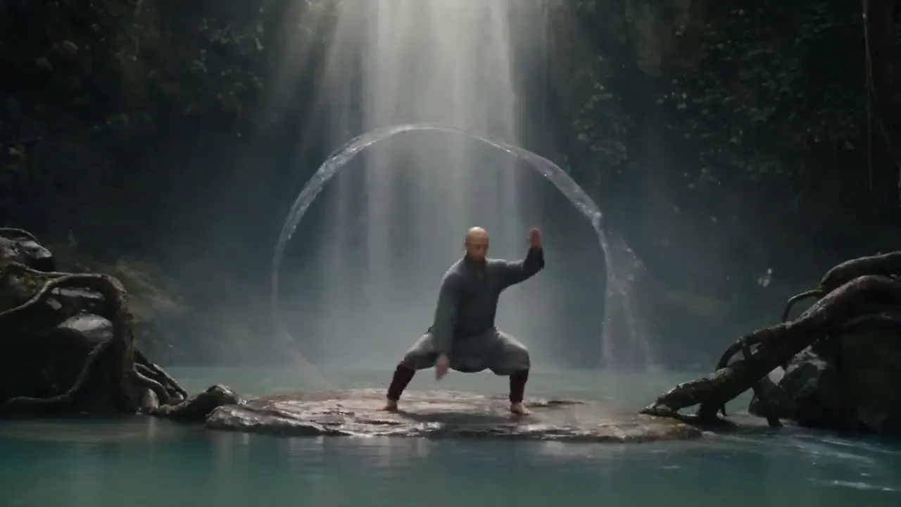 Frame from Martial artist inside a water ring