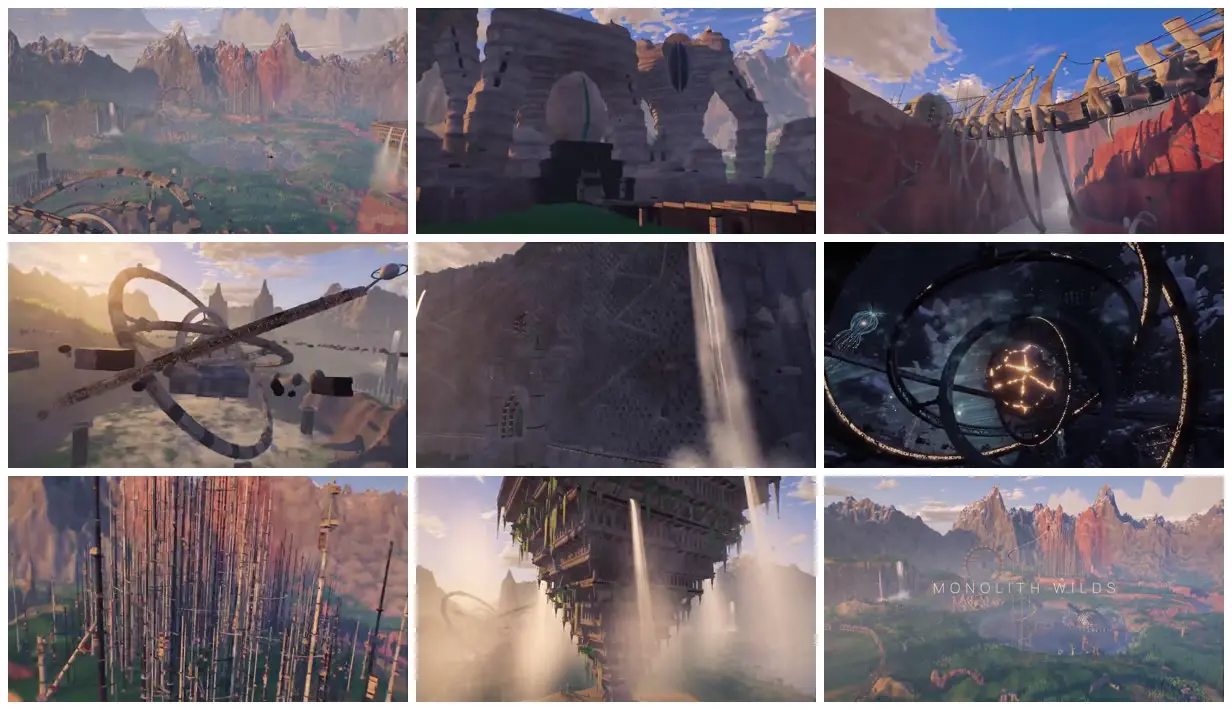 Nine frames from across Monuments in a surreal canyon