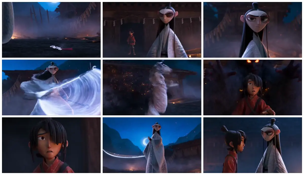 Nine frames from across Moonlit swordsman and a frightened child