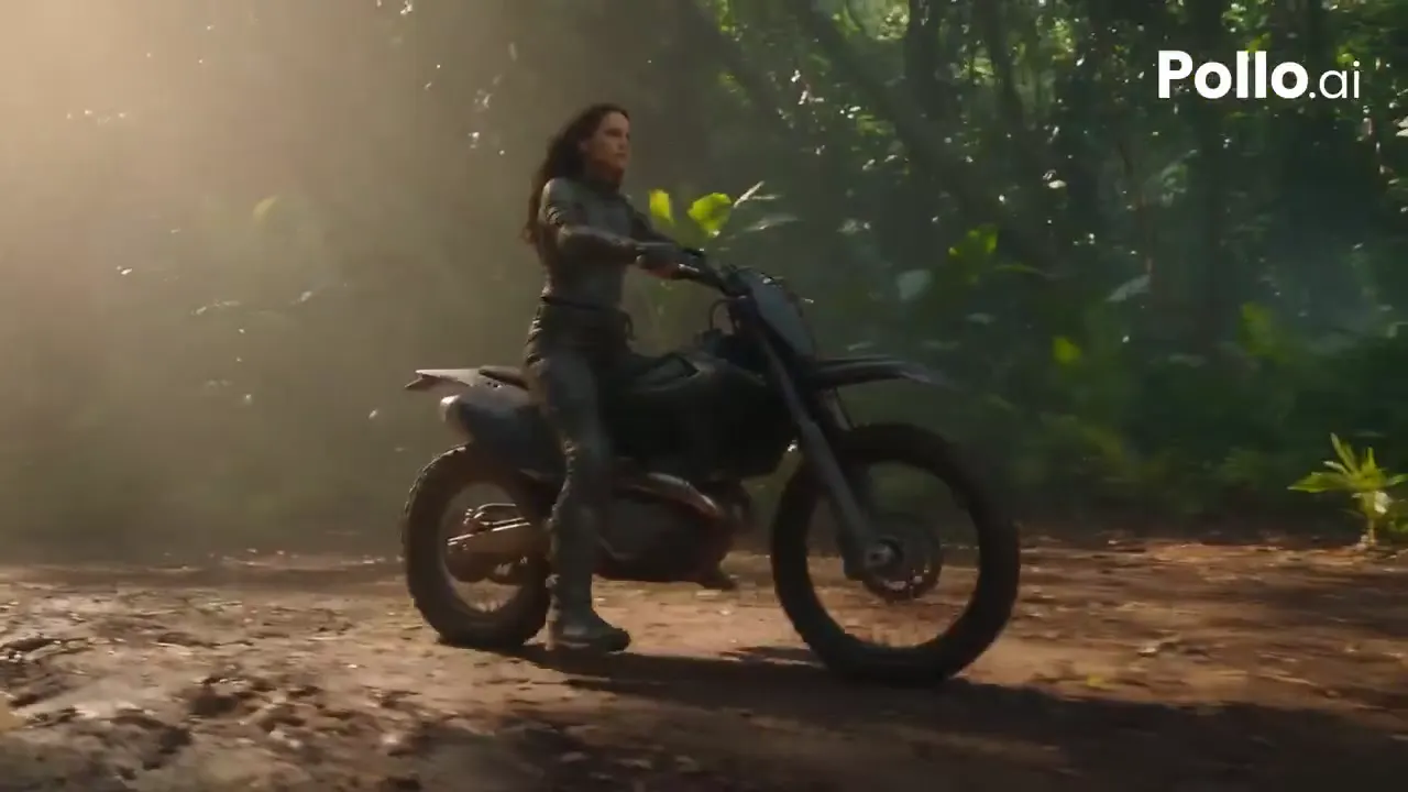 Frame from Motorcycle dragon in a golden jungle