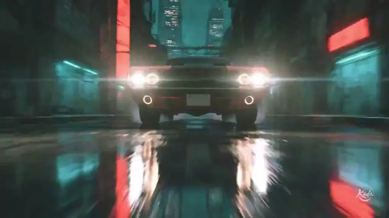 Frame from Muscle car in neon rain