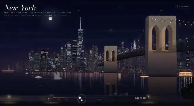 Frame from New York skyline from dusk to night