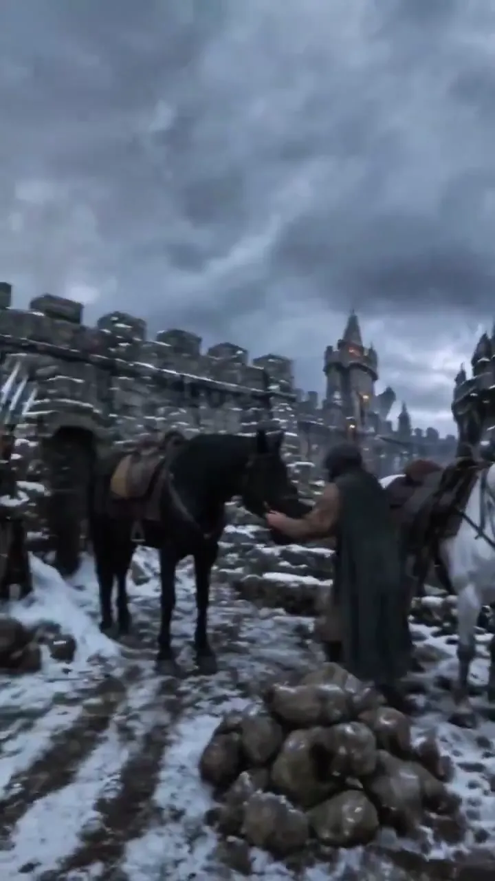 Frame from Office door into a snowy fortress