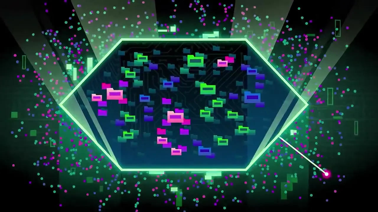 Frame from One-eyed agents in neon networks