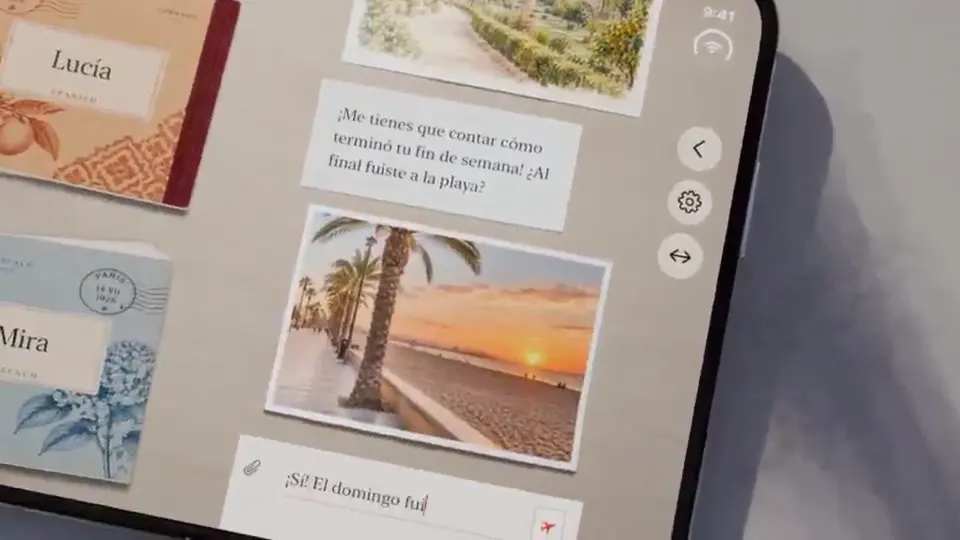 Frame from Paper correspondence on a folding phone