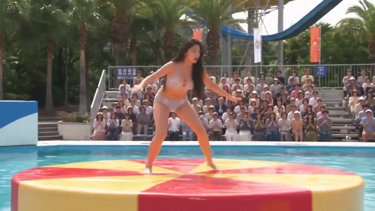 Frame from Pool obstacle course with flame cylinder